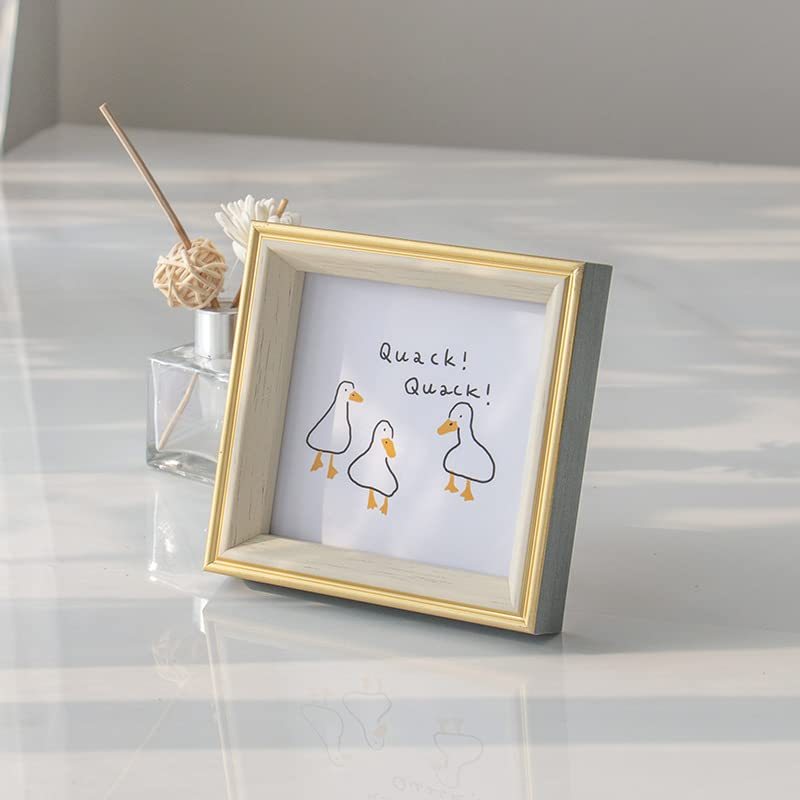 PLUSCHEN 5x5 Blue Beige Square Picture Frame, 5x5 Resin Photo Frame, Wall and Desktop Display Picture Frame, Plexiglass
