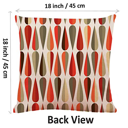 Ofocam Throw Pillow Cover Mid Century Modern Style Retro with Drop Shapes in Tones Abstract Decorative Throw Pillow Cushio...