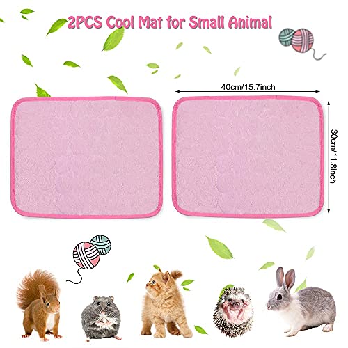 Hilihali 2PCS Rabbit Cooling Mat for Bunny, Summer Cool Bed for Kitten, Guinea Pig, Hamster, Small Animals,Pink