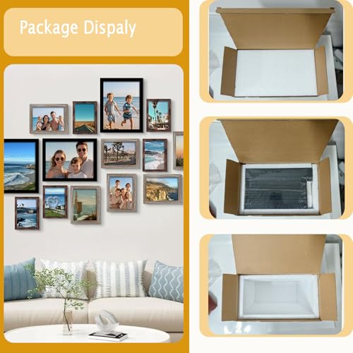 BESCRCL 15 Pack Real Glass Picture Frames Collage Wall Decor, Including 3pcs 8x10, 6pcs 5x7, 6pcs 4x6 Photo Frames for Gal...