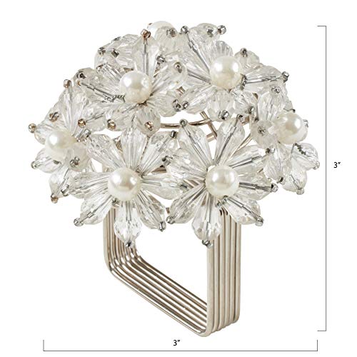 Beaded Floral Napkin Rings (Set of 4)