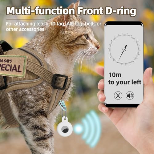 PUPTECK Tactical Cat Harness and Leash Set Escape Proof, Adjustable Reflective Kitten Jacket Easy Control, Pet Vest Harnes...