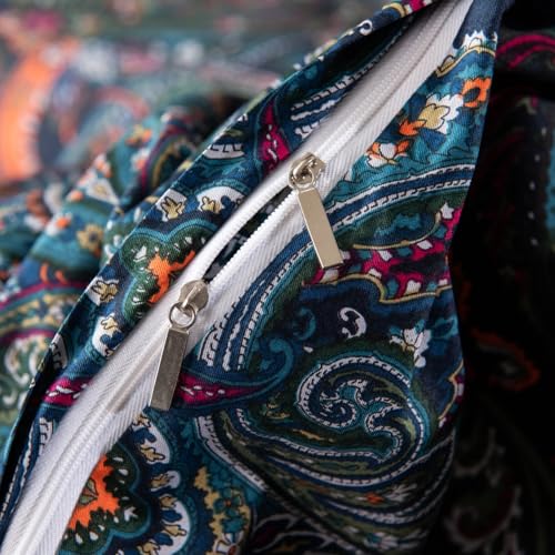 ABREEZE Luxury Vintage Black Duvet Cover Sets Damask Paisley Bedding Set Retro 100% Brushed Cotton Zipper Closure Bedding ...