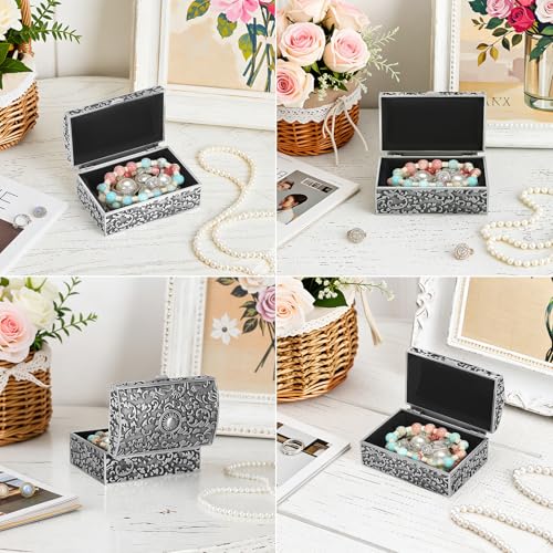 BAOPEND Vintage Metal Jewelry Gift Box, Small Ring/Earrings/Necklace/rosary Holder Storage Trinket Case, Keepsake Treasure...