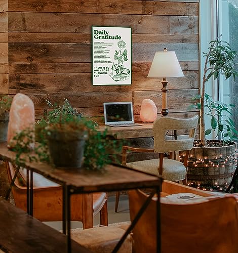 Fmcmly Daily Gratitude Inspirational Metal Tin Sign Green Boho Room Aesthetic Decoration Home Kitchen Office Bedroom Cafes...