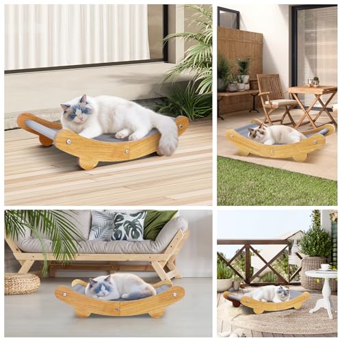 Mittimiya Cooling Cat Bed Hammock,Cats Cooling Mat, Comfort Gel Pet Pad, Indoor Elevated Cat Beds Chair, Curved Design, Pe...