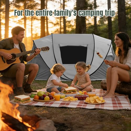 Instant Pop Up Camping Tent, 4-6 Person Tents,Automatic Set Up Tent in 3 Seconds,Waterproof Sunshade Family Tent,Portable ...
