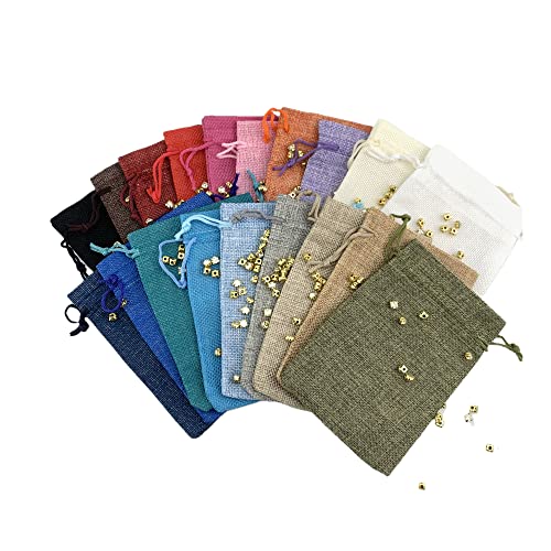 Palmhomee Pack of 20 Burlap Gift Bags with Drawstring Linen Jewelry Pouches Wedding Hessian Jute Bags for Birthday Jewelry...
