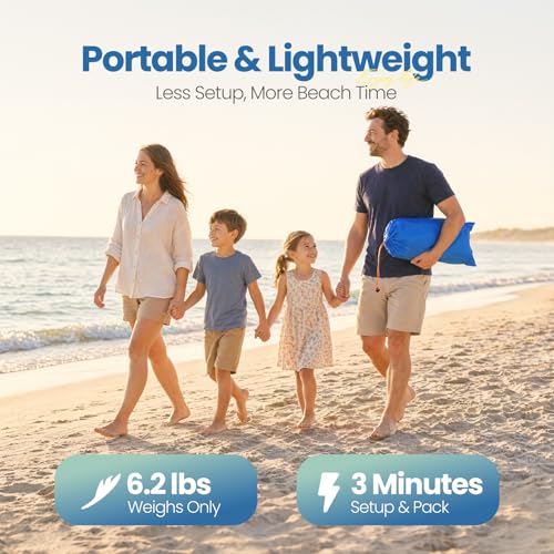 DOYXC Beach Shelter, Wind-Powered Beach Tent Sun Shelter with UPF50+ UV Protection, Lightweight & Portable Easy Setup Beac...