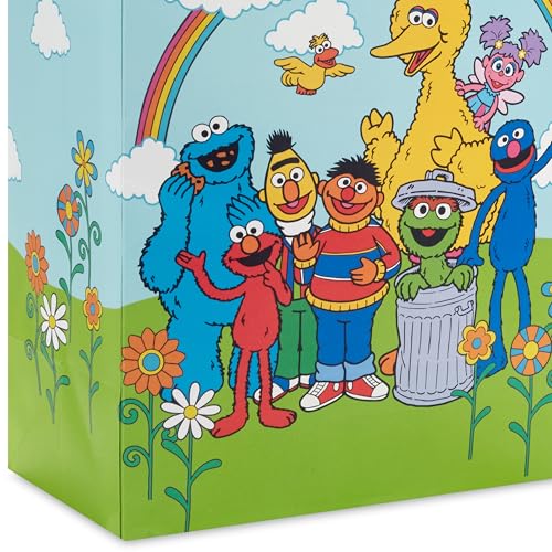 Hallmark Sesame Street 13" Large Gift Bag with Tissue Paper (Big Bird, Elmo, Grover, Cookie Monster) for Birthdays, Christ...