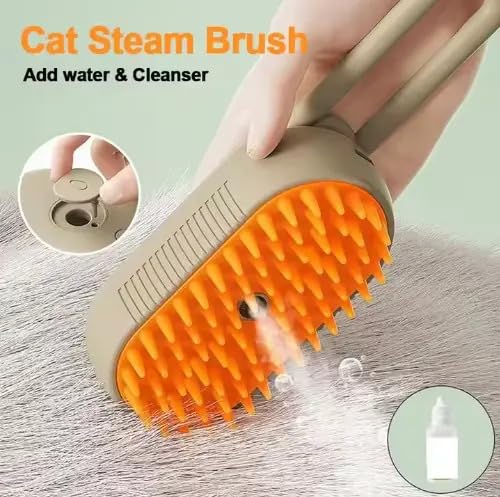 3-in-1 Cat Grooming Brush – Water Spray & Self-Cleaning Shedding Brush for Cats & Dogs – Pet Hair Removal & Massage Comb f...