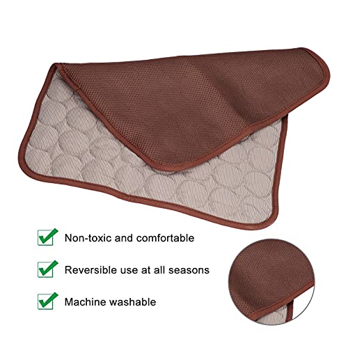 Fdit Pet Cooling Mat, Self Cooling Blanket, Brown, Large 70x55cm, Foldable Breathable for Small Medium Large Cats Dogs