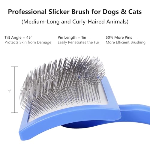 3PCS Slicker Brush for Dogs & Pet Comb,Professional Dog Grooming Brush (Goldendoodles,Poodles,Labradoodles) with Extra Lon...