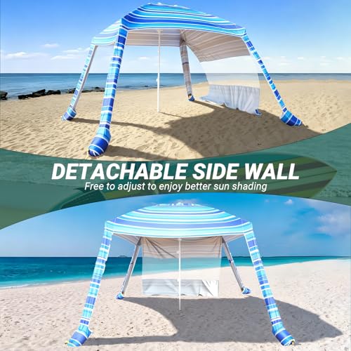 Aomifunny 8'x8' Beach Cabana, UPF 50+ Large Beach Canopy with Side Wall, Easy Setup Pop Up Sun Shelter, Adjustable Height...