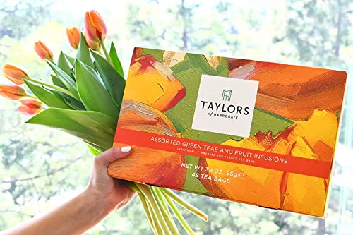 Taylors of Harrogate Assorted Green & Herbal Teas Sampler, Variety Pack Gift Box, Individually Wrapped Bags, 48 Count (Pac...
