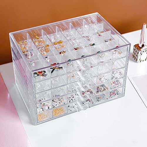 YUFONG Earring Storage Box Organizer, Acrylic Jewelry Storage Box Holder 5 Drawers Transparent Jewelry Display Stand with ...