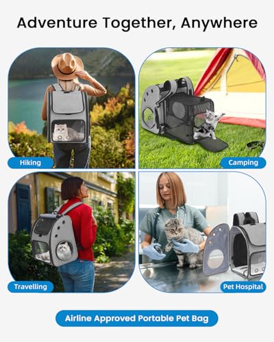 COVONO Expandable Cat Backpack Carrier, Airline Approved Pet Carrier for Cats & Small Dogs, Breathable Mesh, Bubble Windo...