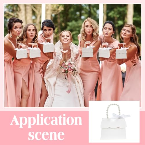 BENECREAT 16 Sets White Wedding Favors Box DIY Set, Kraft Paper Box with Pearl Handle, Ribbons, Stickers, Gift Boxes for B...
