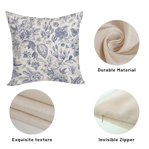 OFIRD Spring Pillow Covers 18x18 Pack of 2 Navy Blue Floral Throw Pillow Covers Outdoor Decoration Summer Flower Pillowcas...