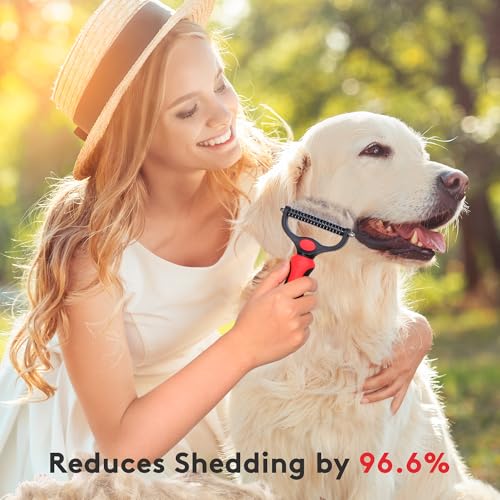 Tpotato Deshedding Dog Brush for Long Haired Dogs Cats,Undercoat Shedding Rake for Dematting Detangling Tangles Matted Fur...