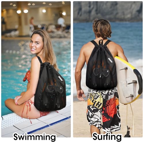 WANDF Swim Bag Mesh Drawstring Backpack Beach Backpack for Swimming, Gym, and Workout Gear