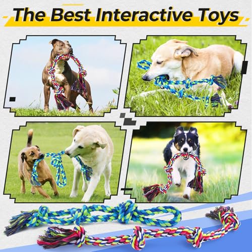 Eefitoys Tough Dog Rope Toys for Aggressive Chewers, Tough Tug of War Dog Toys for Large, Medium & Small Dogs – 5 Pack Inc...