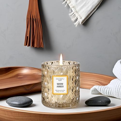 Chloefu LAN Amber Candles, Luxury Candle for Home Scented, Long Burning Time, Holiday Gifts, All Natural Soy Wax Decorativ...