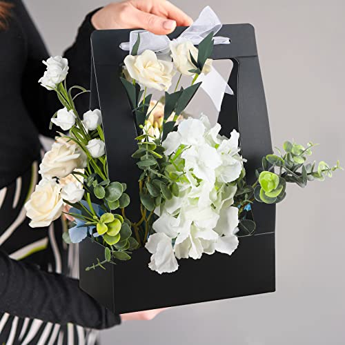 Chinco 12 Pcs Flower Gift Bags Paper Bouquet Flower Box with Handle Flower Boxes for Arrangements Floral Gift Wrapping Bag...