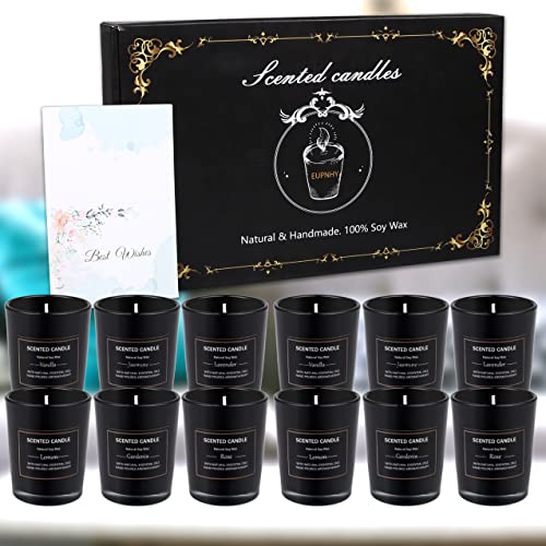 EUPNHY 12 Pack Scented Candles Gift Set 2.5oz Strong Fragrance Aromatherapy Jar Candle Set Soy Wax Decorative Candles for ...