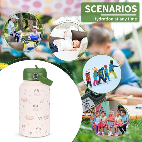 Goetland 20 oz Insulated Water Bottle with Straw Lid Stainless Steel Cute Dog Cat Pattern UV Printed Vacuum Double Wall Le...