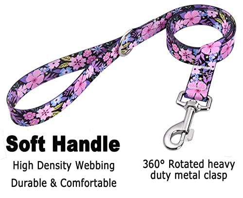 Mihqy Dog Collar and Leash Set with Bohemia Floral Tribal Geometric Patterns - Soft Ethnic Style Collar Adjustable for Sma...