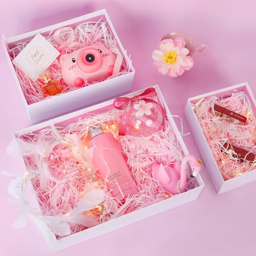 Airuisike Gift Boxes With Lids For Presents, Set Of 3 Pink Gift Wrap Boxes With Ribbon, Assorted Boxes For Presents, Sturd...