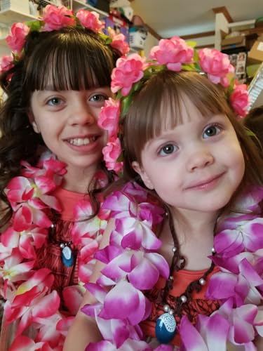 Aacehlh Hawaiian Leis Set,Hawaiian Luau Flower Leis Necklace Headband Bracelets Set,Essential Party Decorations for Birthd...