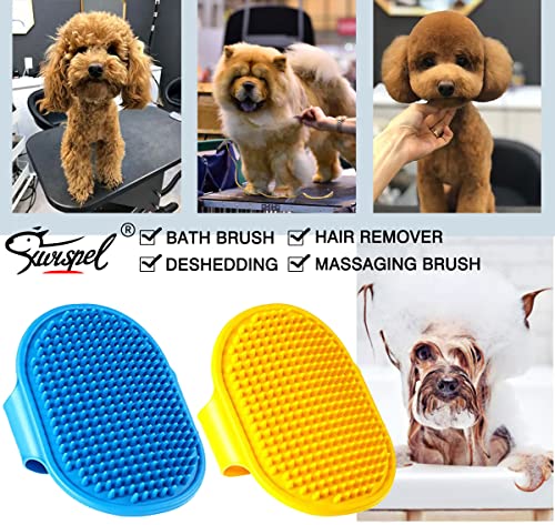 Kwispel Dog Grooming Brush, Pet Shampoo Bath Brush Dog Grooming Shedding Brush Soothing Massage Rubber Comb with Adjustabl...