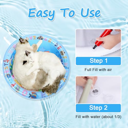 marhook Cat Water Mat Upgrade Thickened, Ocean-Themed Pet Cooling Mat for Indoort Cats, Scratch-Resistant Cat Cold Pad