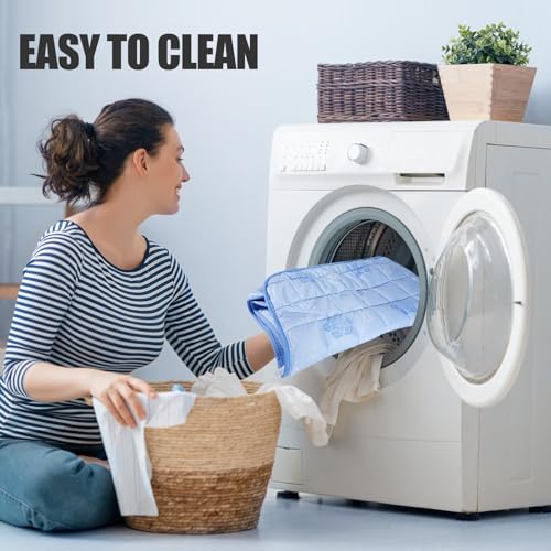 RIOGOO Dog Cooling Mat,Dog Blanket Washable,Cool Fabric & Internal Waterproof Cooling Pad (Blue, Medium (28X20 inch))