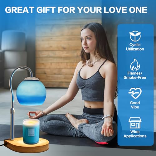 DALUXshop Candle Warmer Lamp with Timer 2H/4H/8H, Adjustable Height Dimmable Candle Lamp with 2 Bulbs, Wax Melt Warmer for...