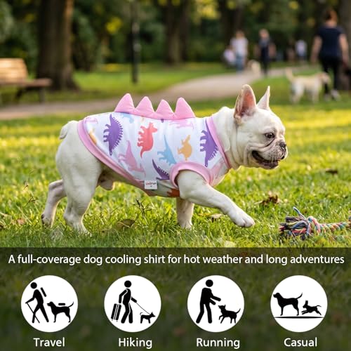 UNIPUP Dinosaur Costume UPF 50+ Sun Protection Dog Shirt - Sleeveless Cooling Vest for Medium Dogs Girl, Quick-Dry Pet T-S...