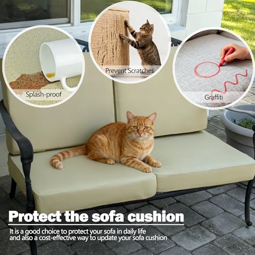 Sqodok Patio Cushion Covers 18x18 Waterproof Outdoor Cushion Covers Replacement 2Pack Patio Cushion Seat Slicovers with Ti...