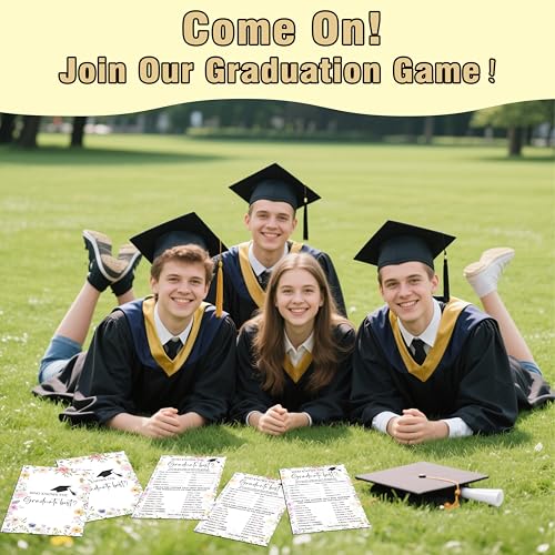 CTLHKY Graduation Games Cards 25pcs, Wildflowers Grad Party Game Cards, Grad Celebration, Graduation Party Games Ideas Act...