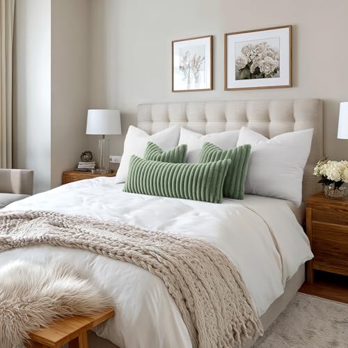 MIULEE Faux Fur Decorative Throw Pillow Covers 18x18 Inch Set of 2, Modern Spring Home Decor Soft Plush Couch Pillows Cozy...