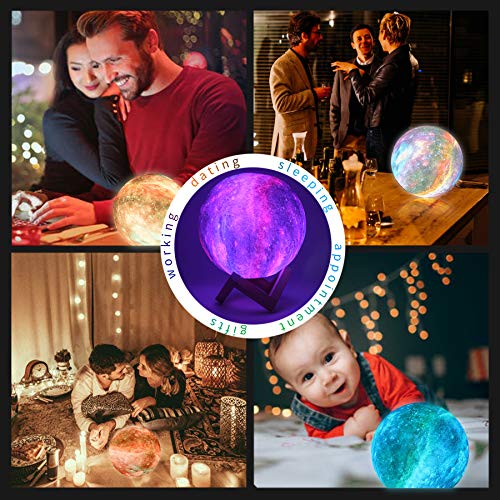 GDPETS Moon Lamp Kids Night Light Galaxy Lamp - 16 Colors Moon Light with Wood Stand Remote & Touch Control USB Rechargeab...