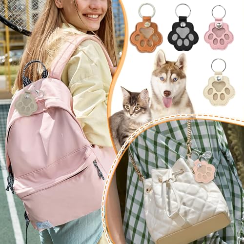 YONNAXO Pet Memorial Gifts for Cat Dog Cute Leather Paw Keychain Pet Hair Keepsake Keyring for Bag Purse Paw Charm Key Holder