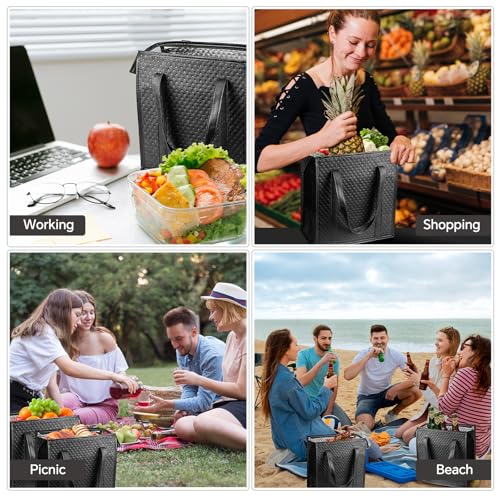 Dwscroad Insulated Grocery Bags, Reusable Insulated Bag, Portable Cooler Bags for Shopping Food Travel Beach Camping (4 Pack)