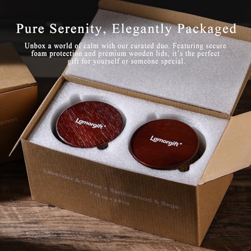 2 Pcs Soy Wax Scented Jar Candles Set, Sandalwood Sage & Citrus Lavender- Scented Candles for Home, 7.5oz Each, Up to 52 H...