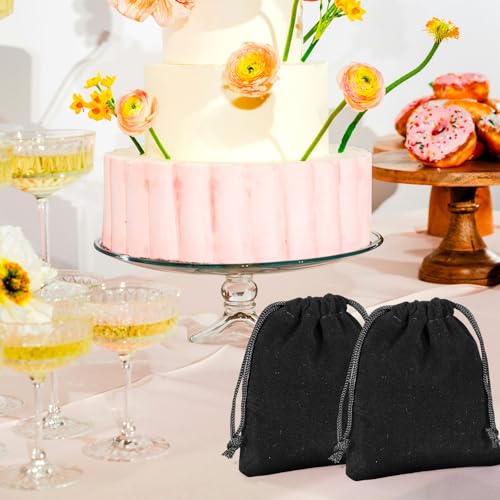 Exircy 10 Pcs Velvet Drawstring Jewelry Pouches, 2.8x3.5 In Black Gift Bags Small Cloth Bags for Wedding, Halloween Candy ...