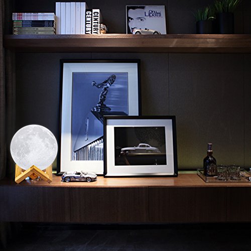 LOGROTATE Moon Lamp, 16 Colors LED Night Light for Kids 3D Printing Moon Light with Stand& Remote/Touch Control & Timing, ...