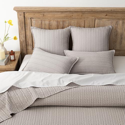 Foindtower Set of 2 Decorative Cotton Waffle Weave Throw Pillow Covers Euro Shams Cushion Covers Accent European Pillowcas...