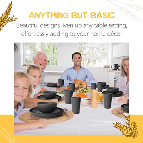 Teivio 32-Piece Kitchen Plastic Wheat Straw Dinnerware Set, Service for 8, Unbreakable Modern Dish Set - Dinner Plate/Dess...