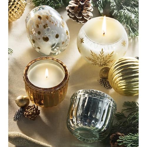 47th & Main Holiday Scented Candles Metallic Glow Decorative Glass Candle for Home Decor, 3" Dia x 2.5" Tall, Gold/Lava Ci...